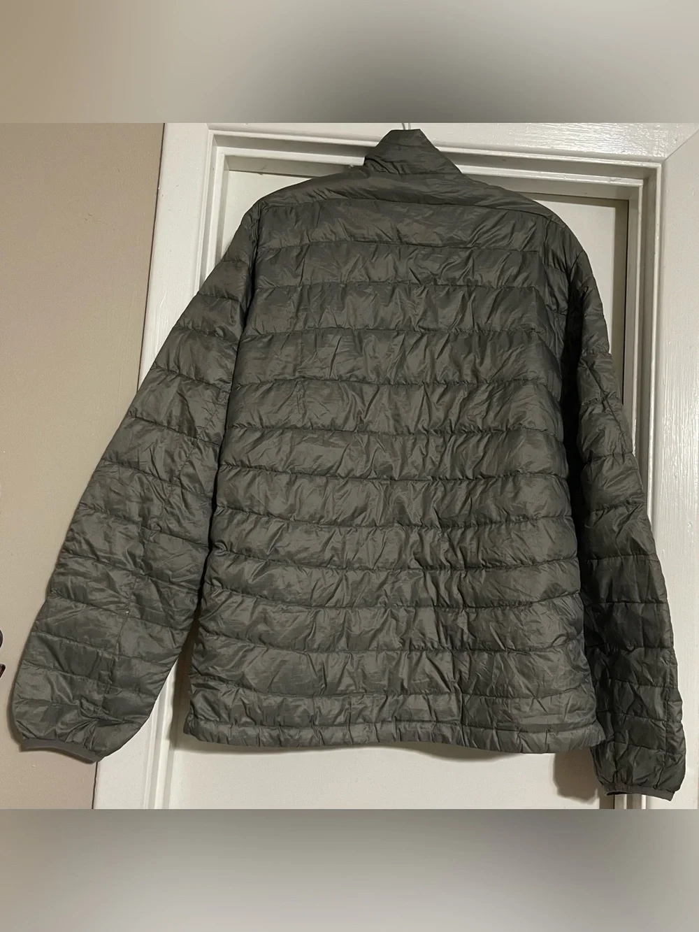 Outdoor Research Transcendent Down Jacket Mens L Gray Neon Goose Puffer **READ**